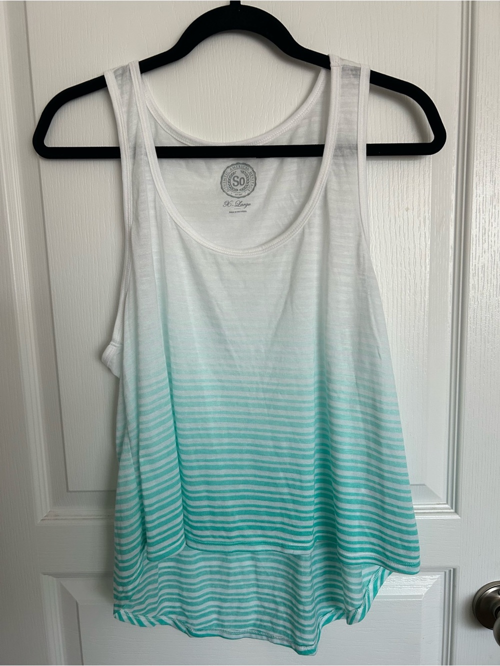 SO White to Mint Ombre Stripe Tank Top